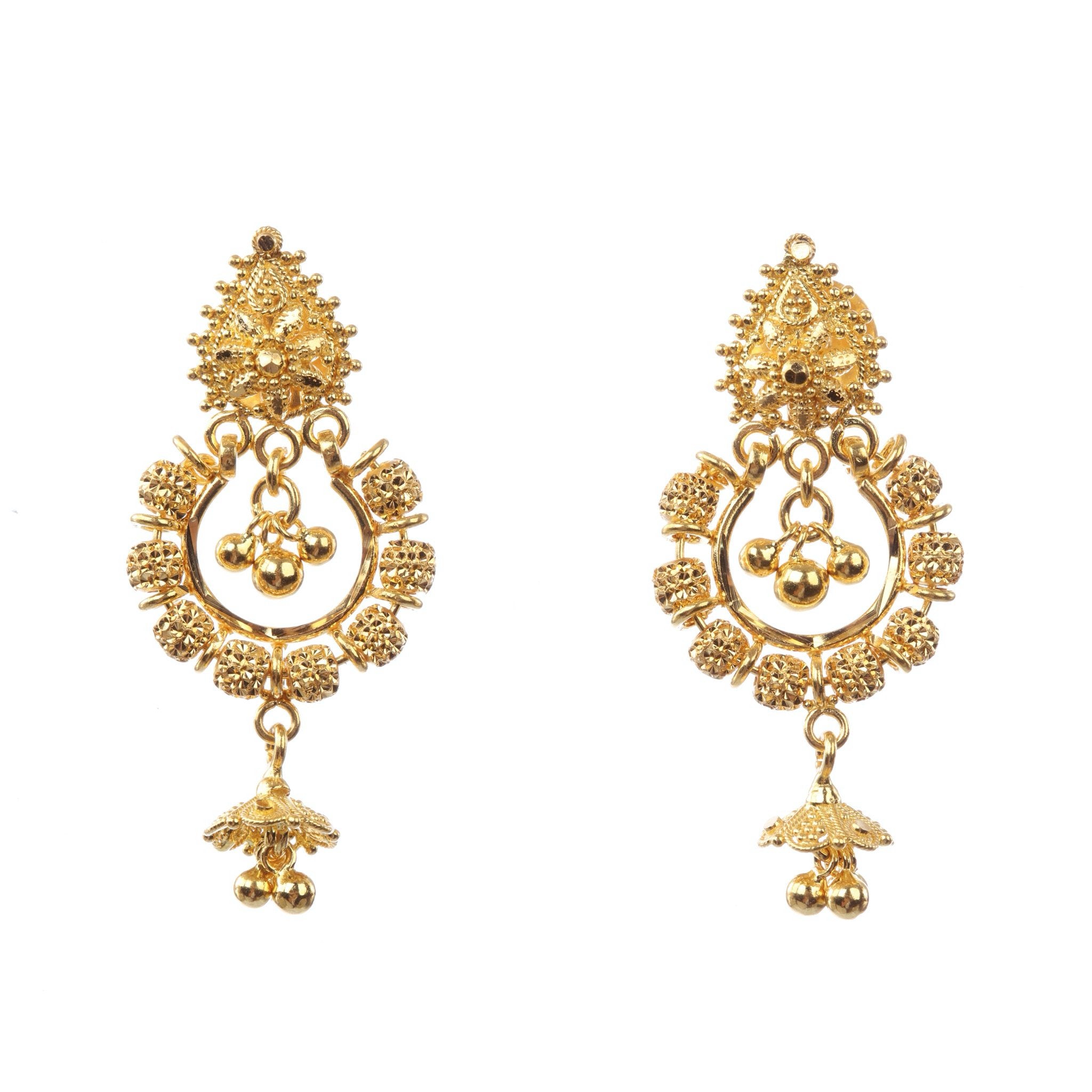 22k Plain Gold Earring JG-1907-3873 – Jewelegance